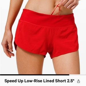 EUC Lululemon Speed-Up low rise lined shorts - Red - Size 2 *2.5 in*